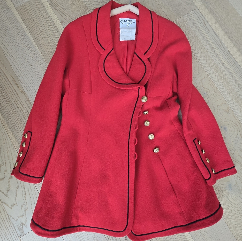 Vintage Chanel 1990 long red jacket